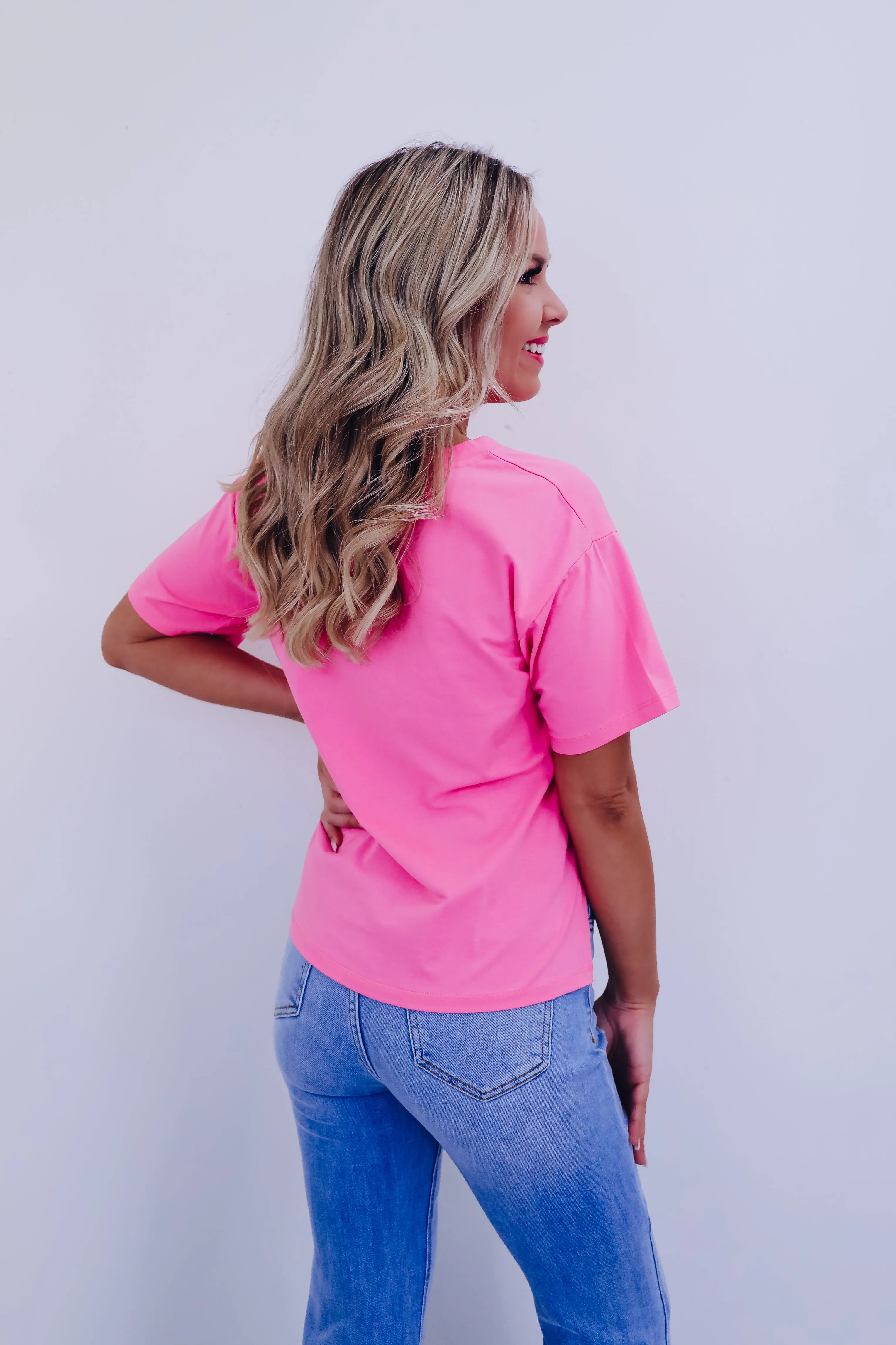 Holiday Cheers Graphic Top - Pink