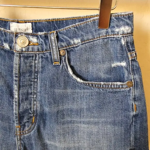 Hudson Tori Slouch Cutoff Distressed Denim Jean Shorts in Angeleno