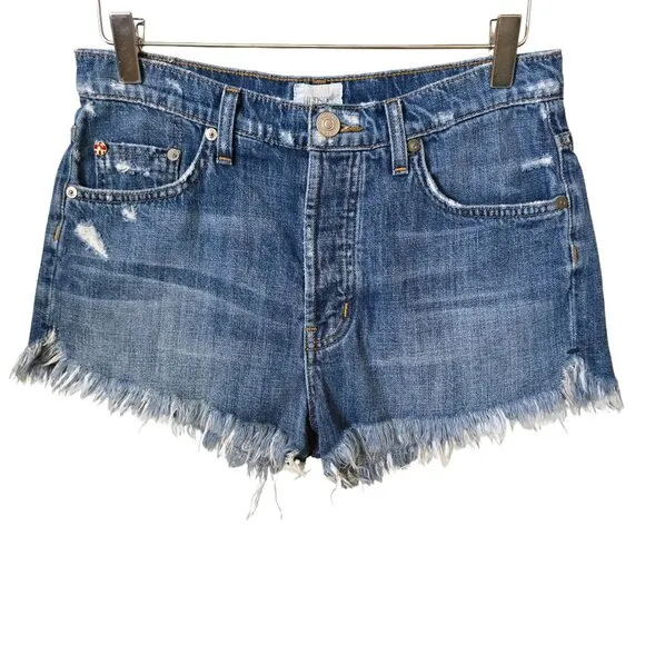 Hudson Tori Slouch Cutoff Distressed Denim Jean Shorts in Angeleno