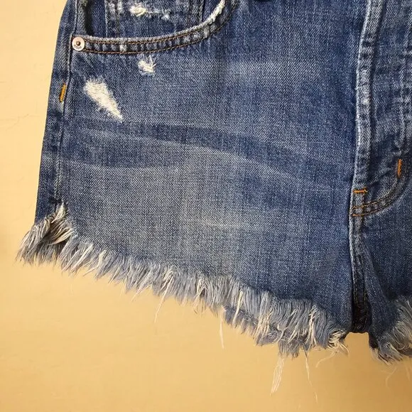 Hudson Tori Slouch Cutoff Distressed Denim Jean Shorts in Angeleno