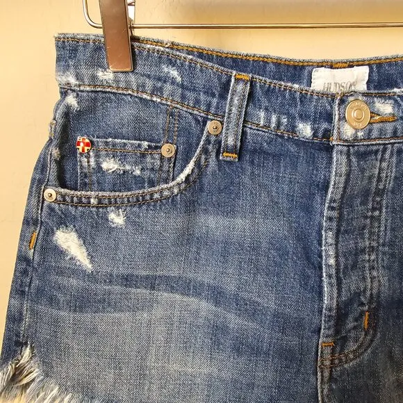 Hudson Tori Slouch Cutoff Distressed Denim Jean Shorts in Angeleno