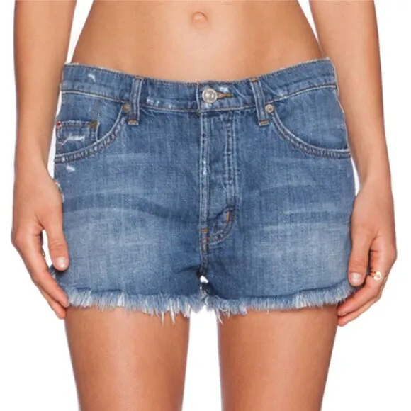Hudson Tori Slouch Cutoff Distressed Denim Jean Shorts in Angeleno