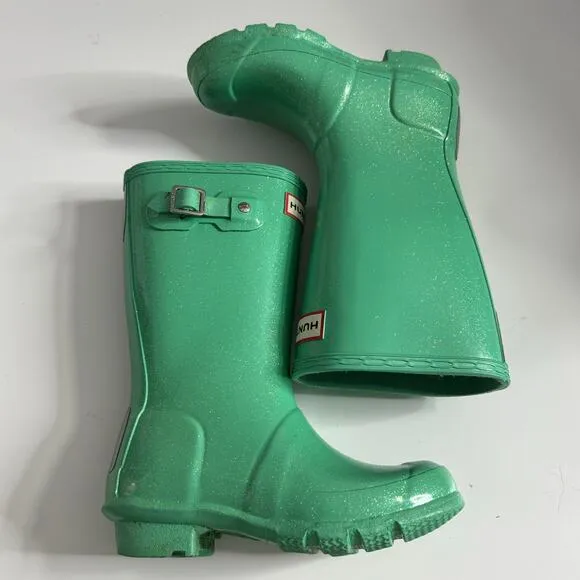 HUNTER Big Kids Original Giant Glitter Rain Boots Teal 13 Girl