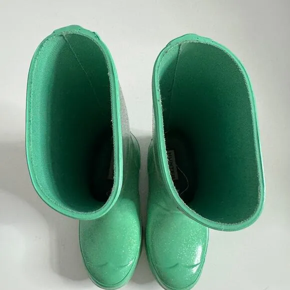 HUNTER Big Kids Original Giant Glitter Rain Boots Teal 13 Girl