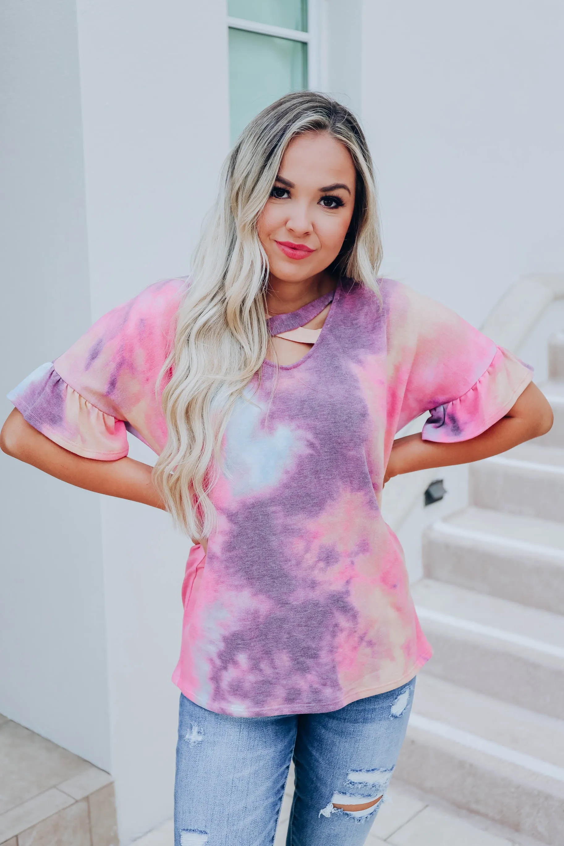 In The Tropics Tie Dye Top - Plum