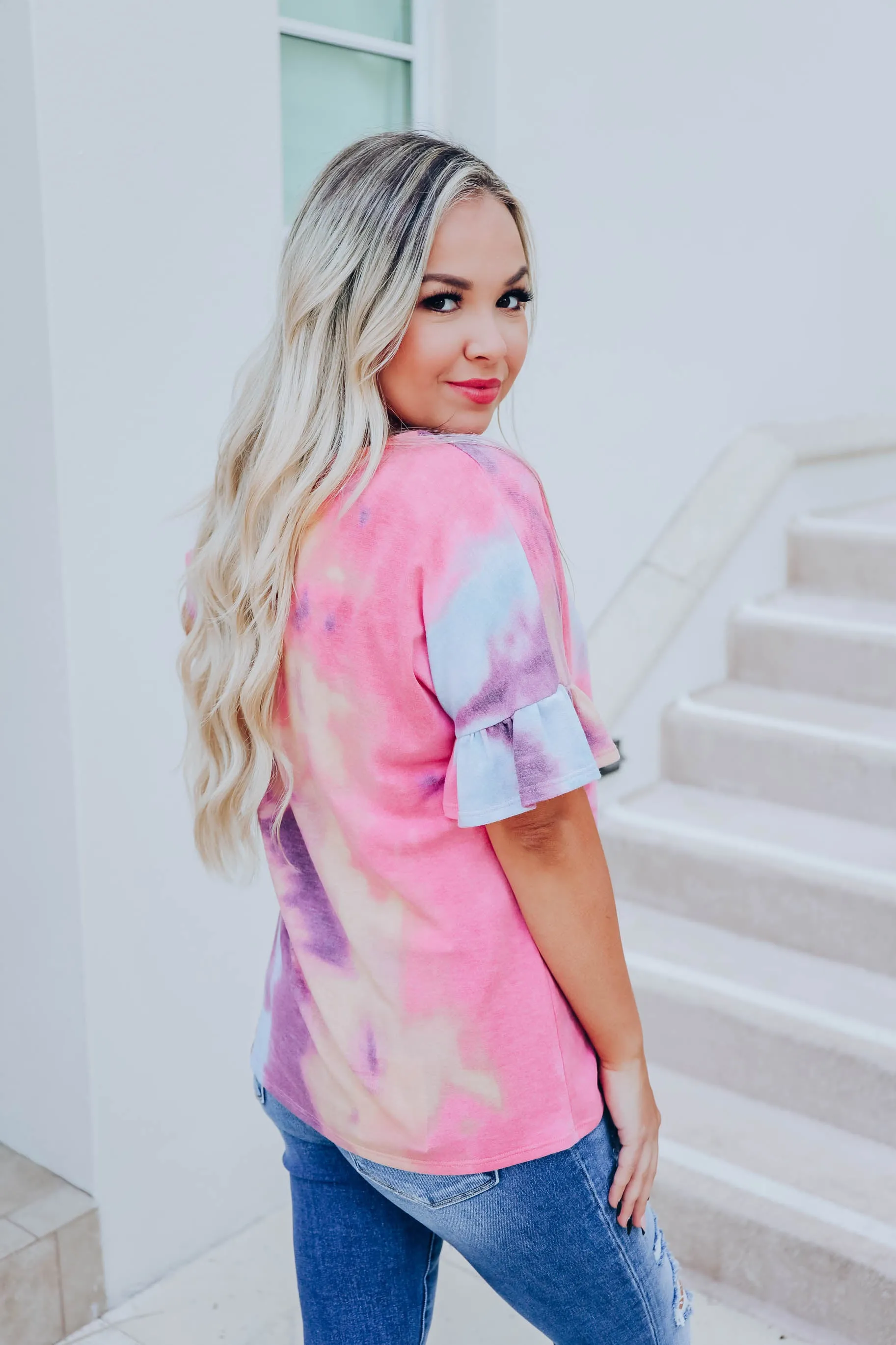 In The Tropics Tie Dye Top - Plum