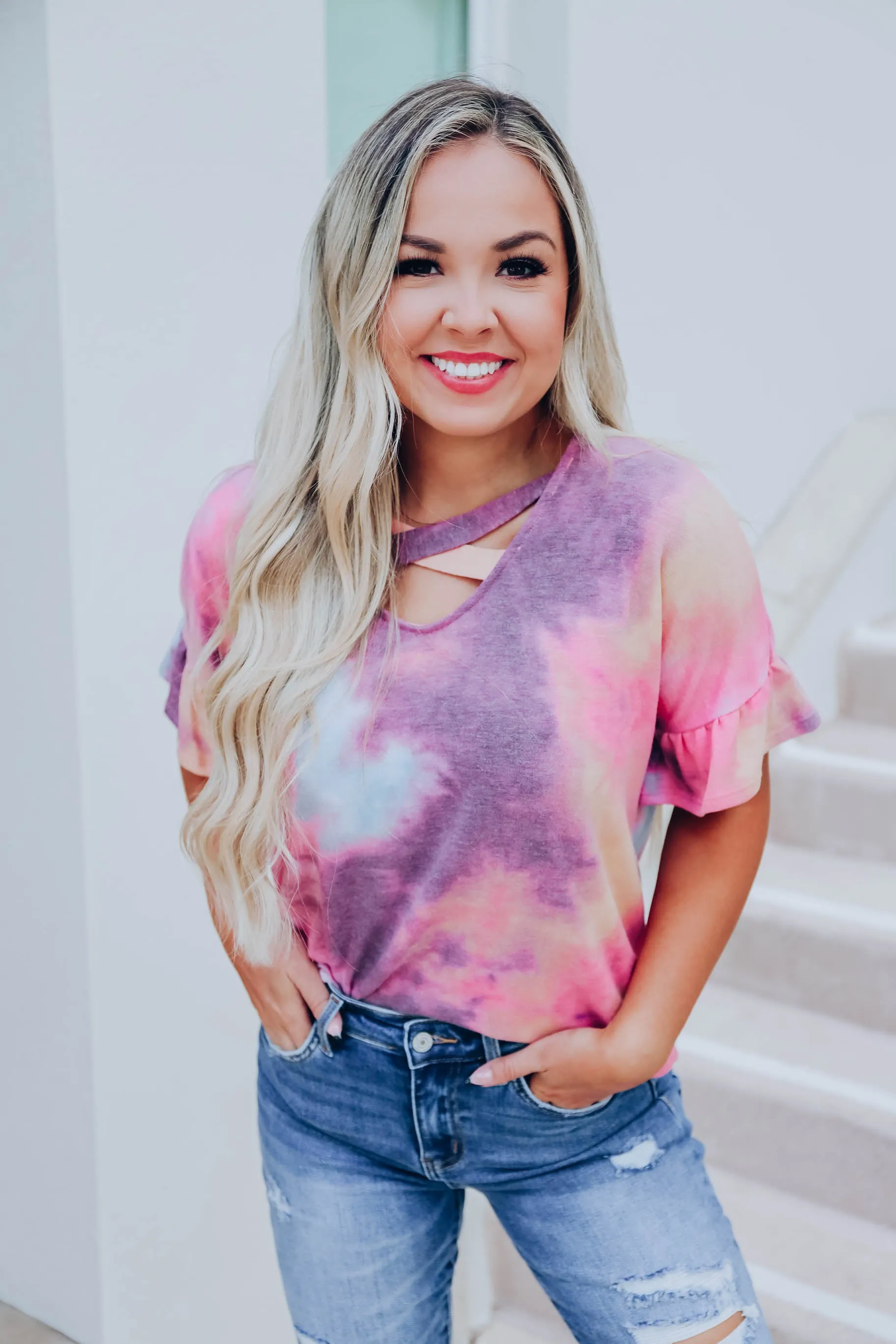 In The Tropics Tie Dye Top - Plum