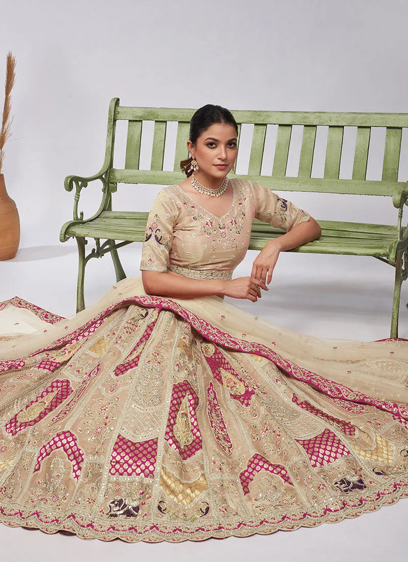Ivory Multi Embroidery Wedding Lehenga Choli