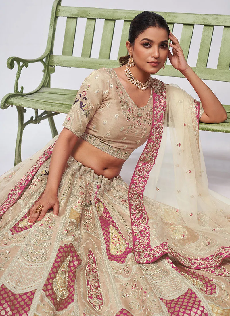 Ivory Multi Embroidery Wedding Lehenga Choli