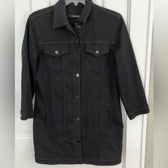 J Brand Black Denim Maxi Jacket Women’s Size Small Grunge Punk Minimalist New
