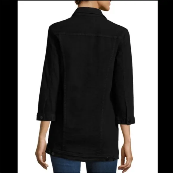J Brand Black Denim Maxi Jacket Women’s Size Small Grunge Punk Minimalist New