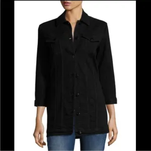 J Brand Black Denim Maxi Jacket Women’s Size Small Grunge Punk Minimalist New