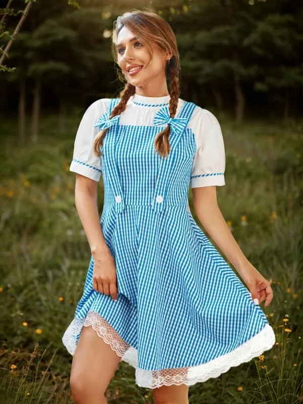Jillumi Women's Puff Sleeve Blue Wizard Halloween Dress