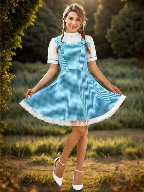 Jillumi Women's Puff Sleeve Blue Wizard Halloween Dress
