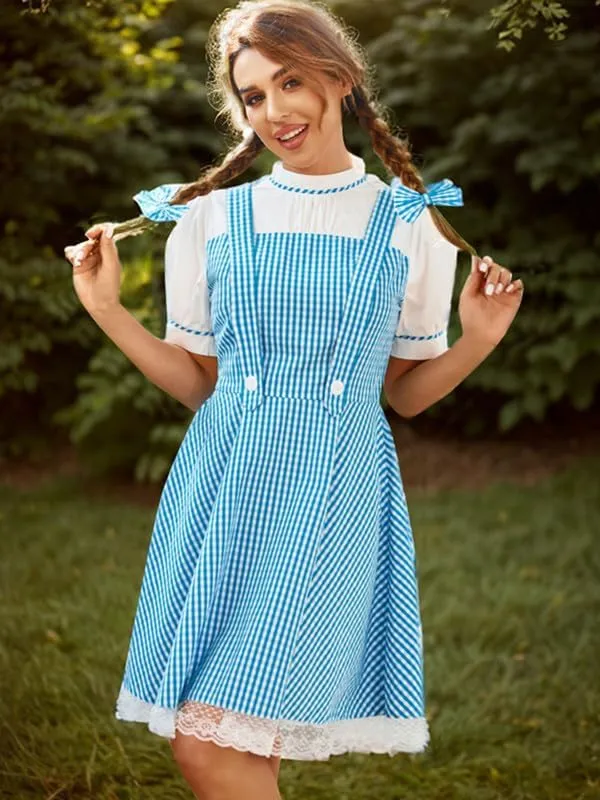 Jillumi Women's Puff Sleeve Blue Wizard Halloween Dress