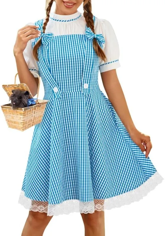 Jillumi Women's Puff Sleeve Blue Wizard Halloween Dress