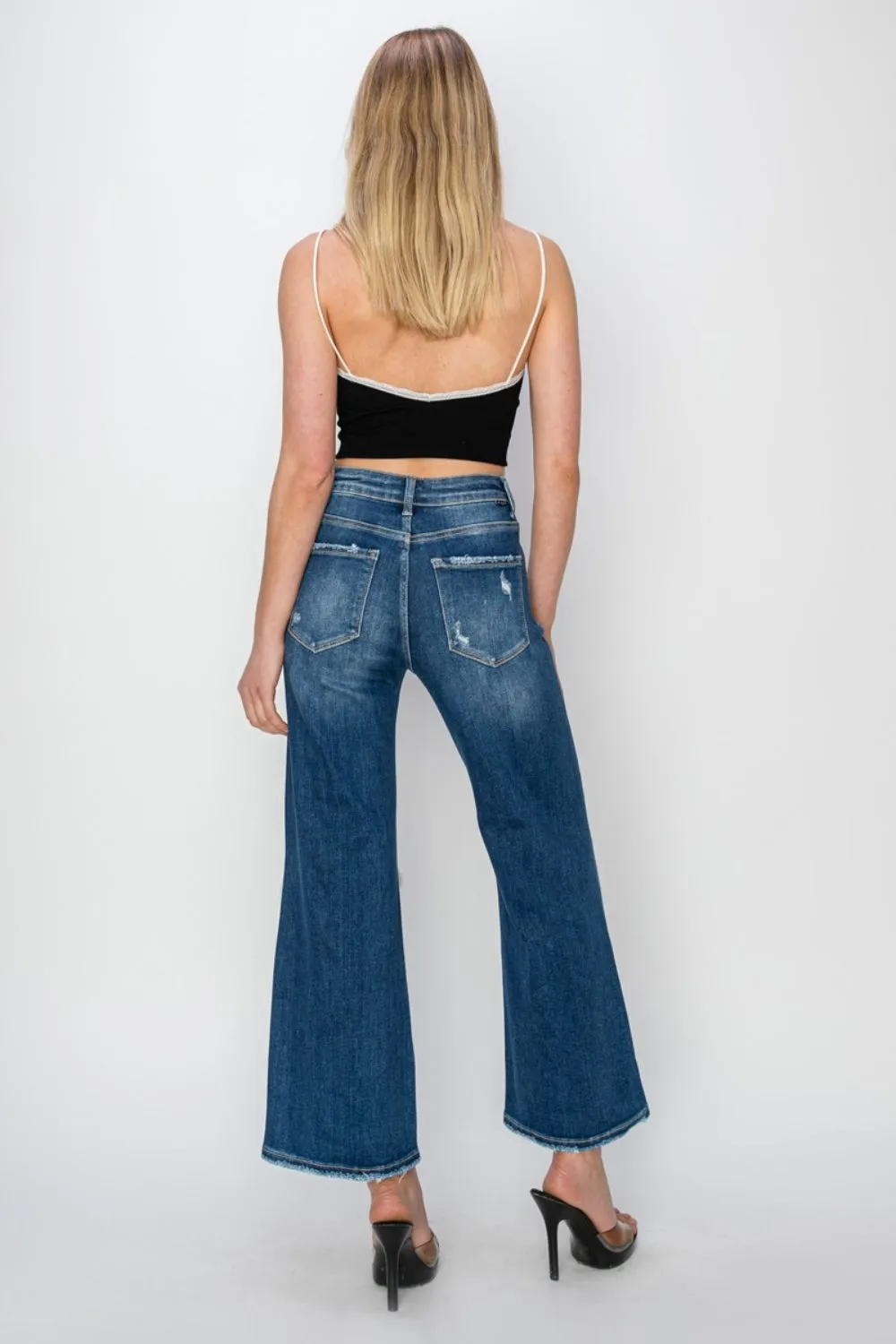 Jordan High Rise Patch Detailed Wide Leg Crop Jeans - K1293DN
