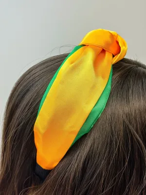 Jumbo Puffy Knotted Headbands - Gold & Green