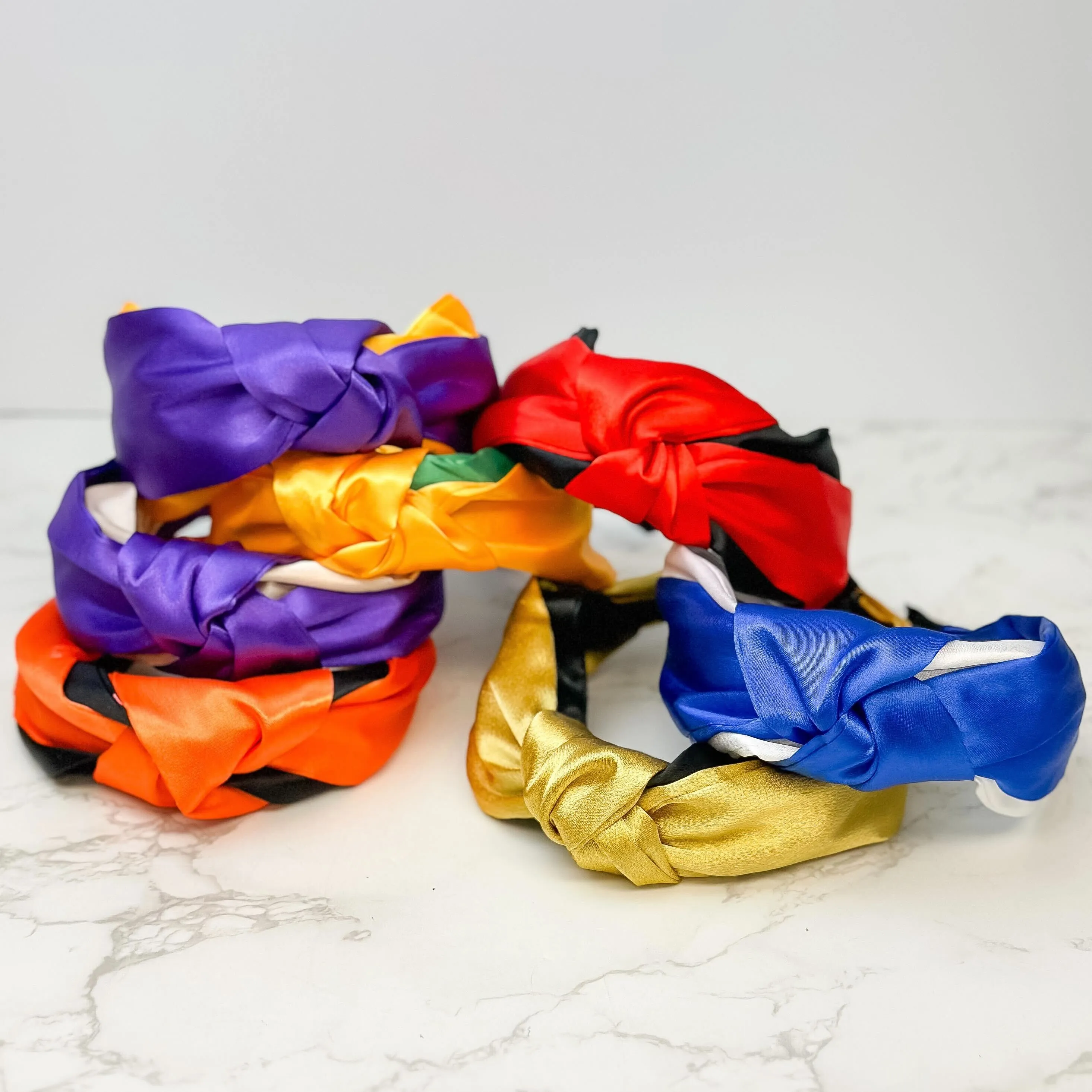 Jumbo Puffy Knotted Headbands - Gold & Green