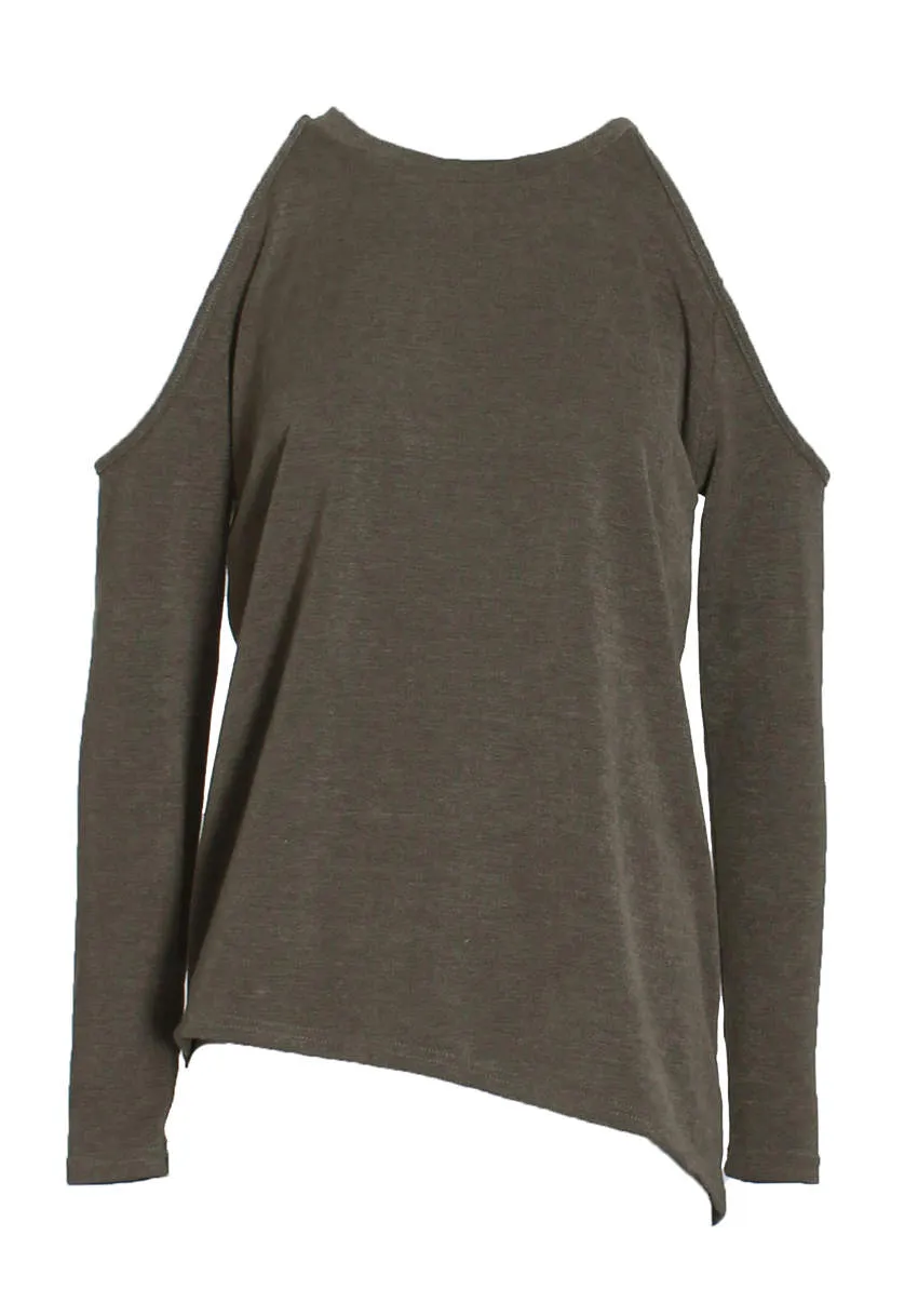 Khaki Cold Shoulder Jumper