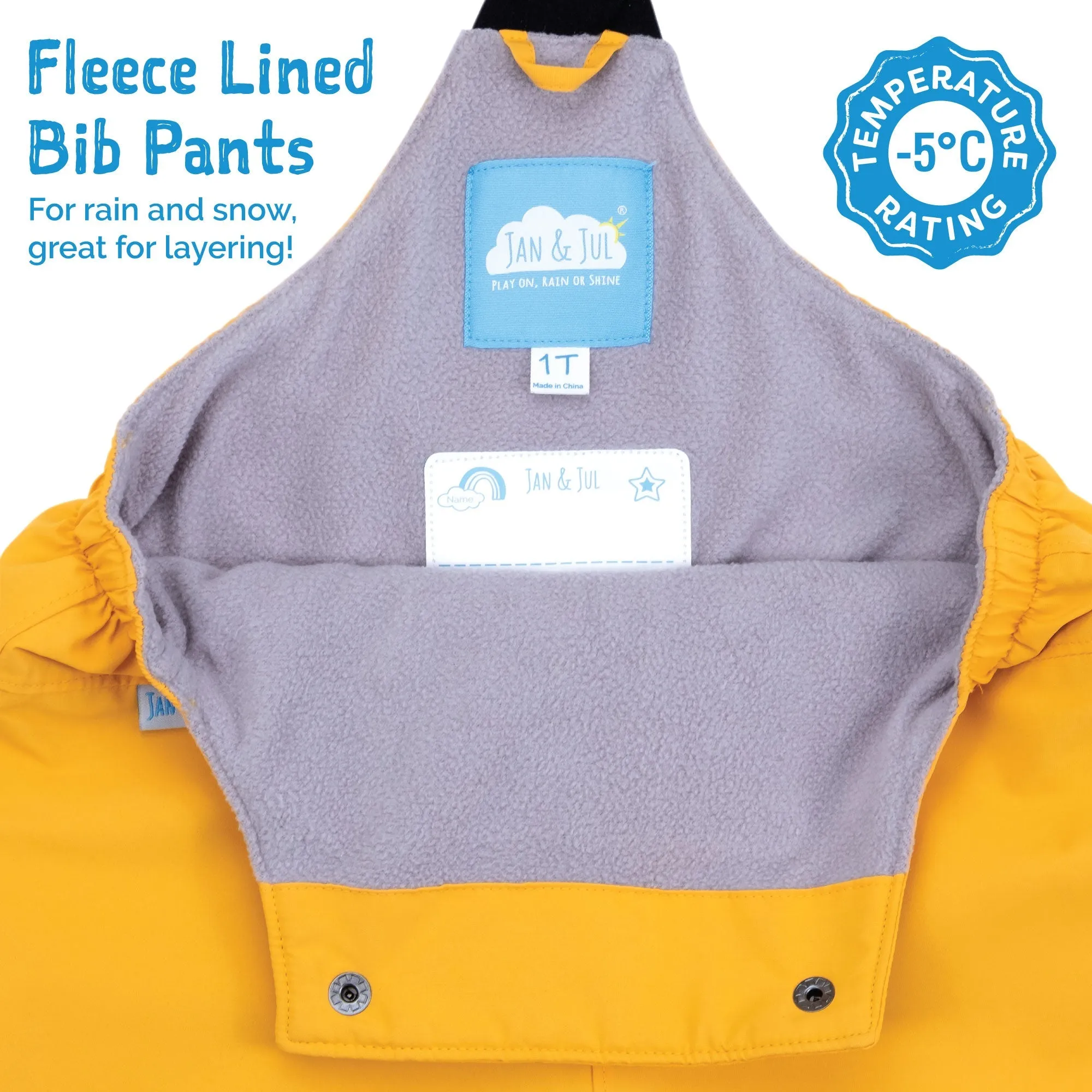 Kids Cozy-Dry Rain Bib Pants - Yellow