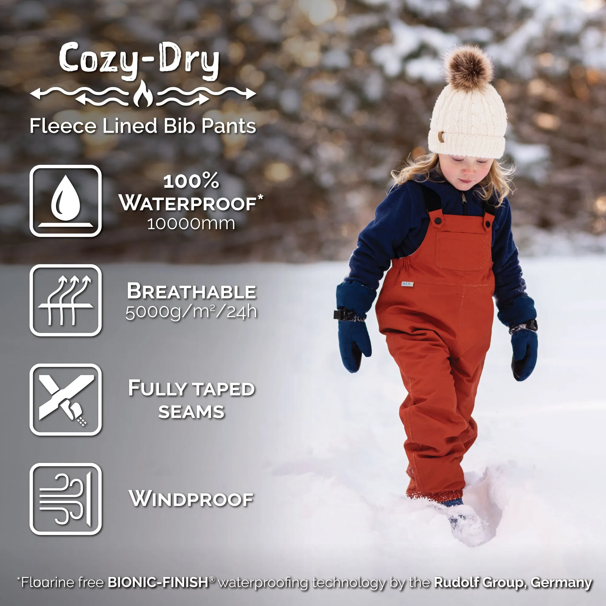 Kids Cozy-Dry Rain Bib Pants - Yellow
