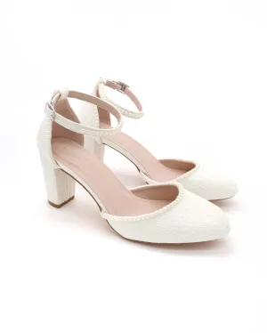 Lace Block Heel with Mini Pearls