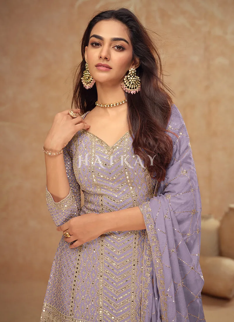 Lavender Pakistani Sharara Suit