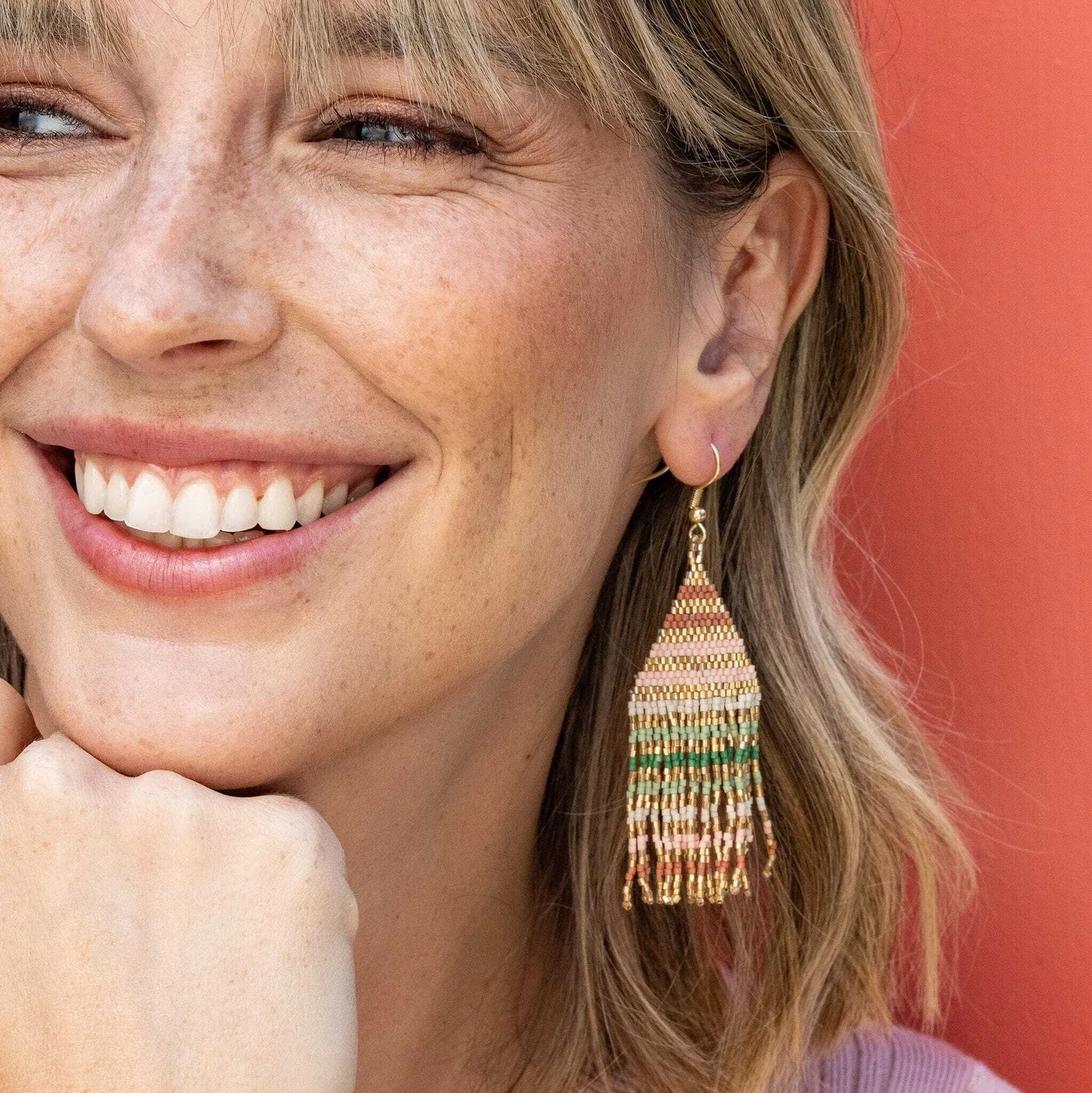 Lexie Horizontal Stripe Fringe Earrings