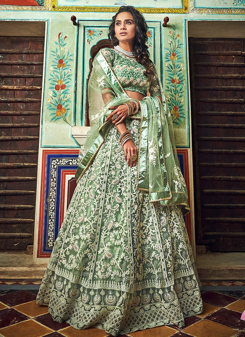 Light Green Designer Wedding Lehenga Choli
