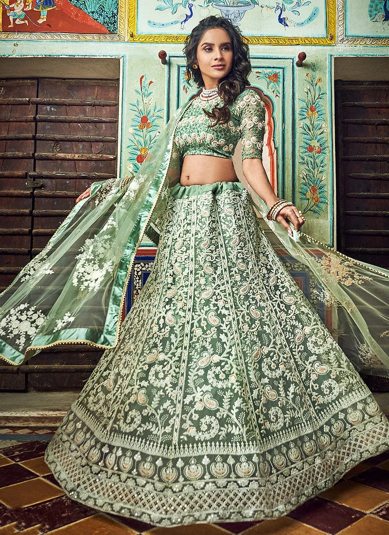 Light Green Designer Wedding Lehenga Choli