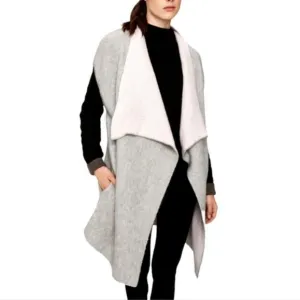 Lole Freddie Riverstone Two Tone gray blush pink wool blend sleeveless cardigan