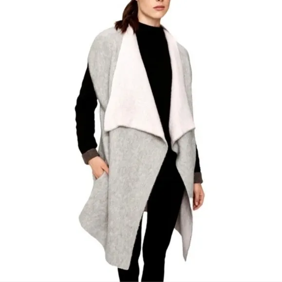 Lole Freddie Riverstone Two Tone gray blush pink wool blend sleeveless cardigan
