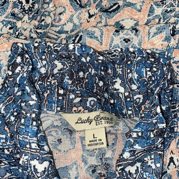 Lucky Brand Floral Print Button Down Midi Shirt Dress w/Pockets