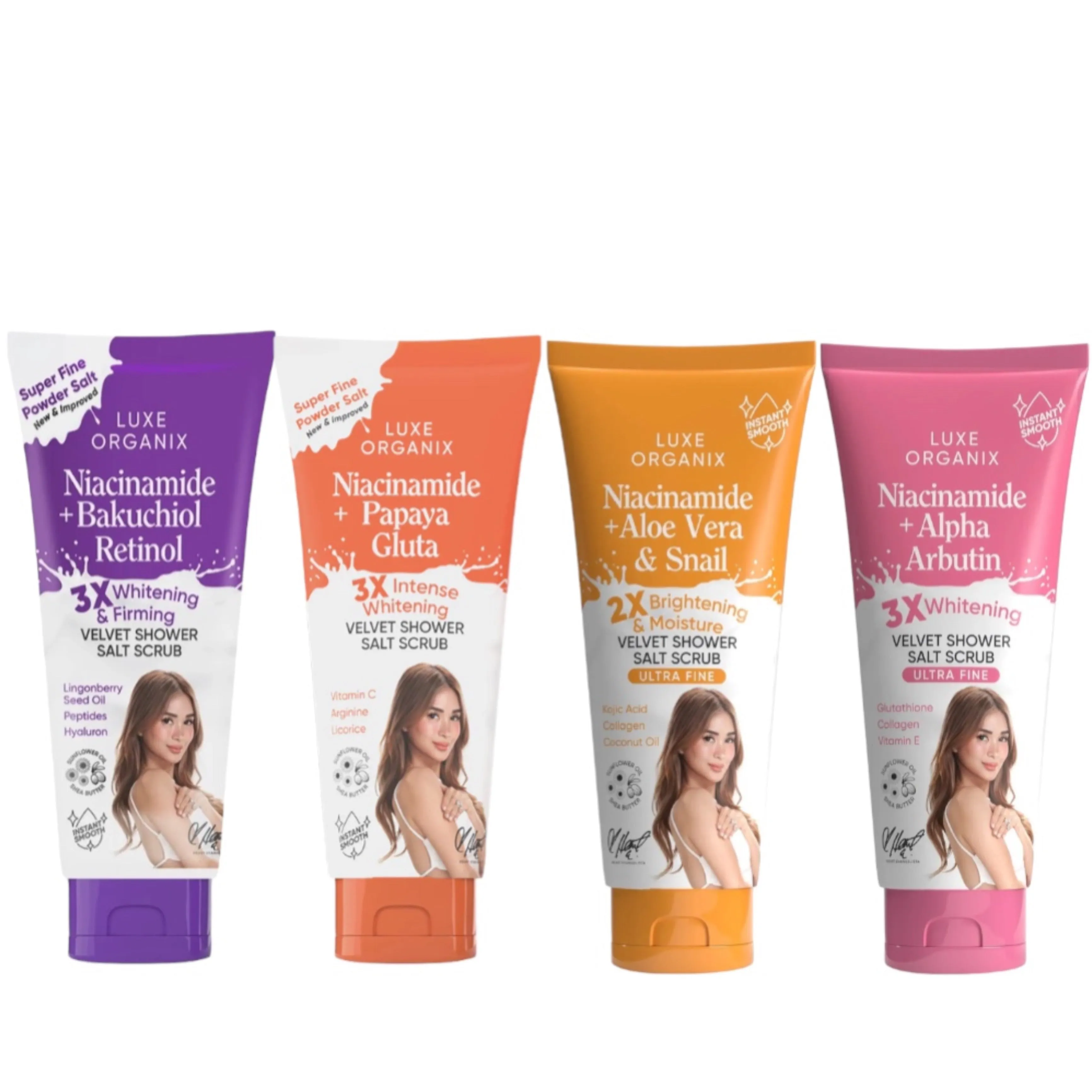 LUXE ORGANIX 3x Whitening Velvet Shower Salt Scrub 320g