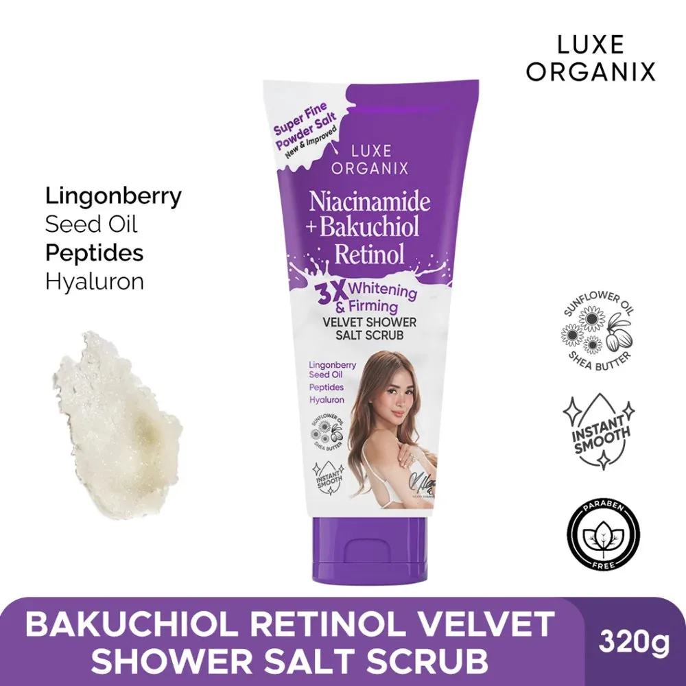 LUXE ORGANIX 3x Whitening Velvet Shower Salt Scrub 320g