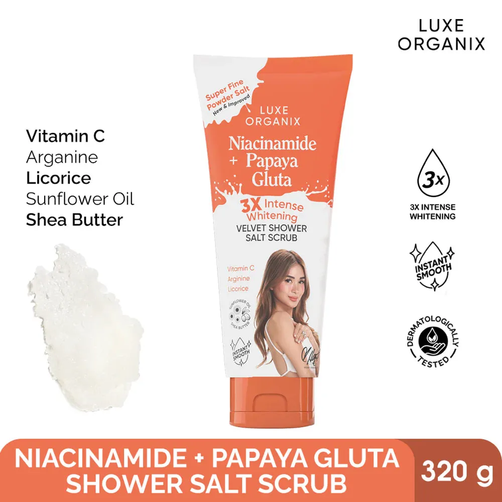 LUXE ORGANIX 3x Whitening Velvet Shower Salt Scrub 320g