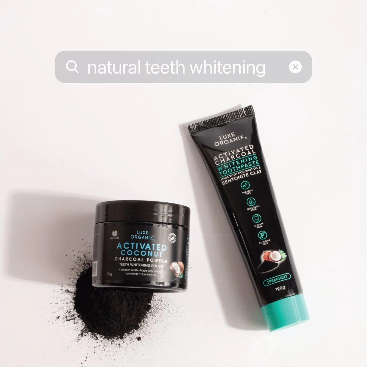 Luxe Organix Activated Charcoal Toothpaste (120g x 2 tubes)