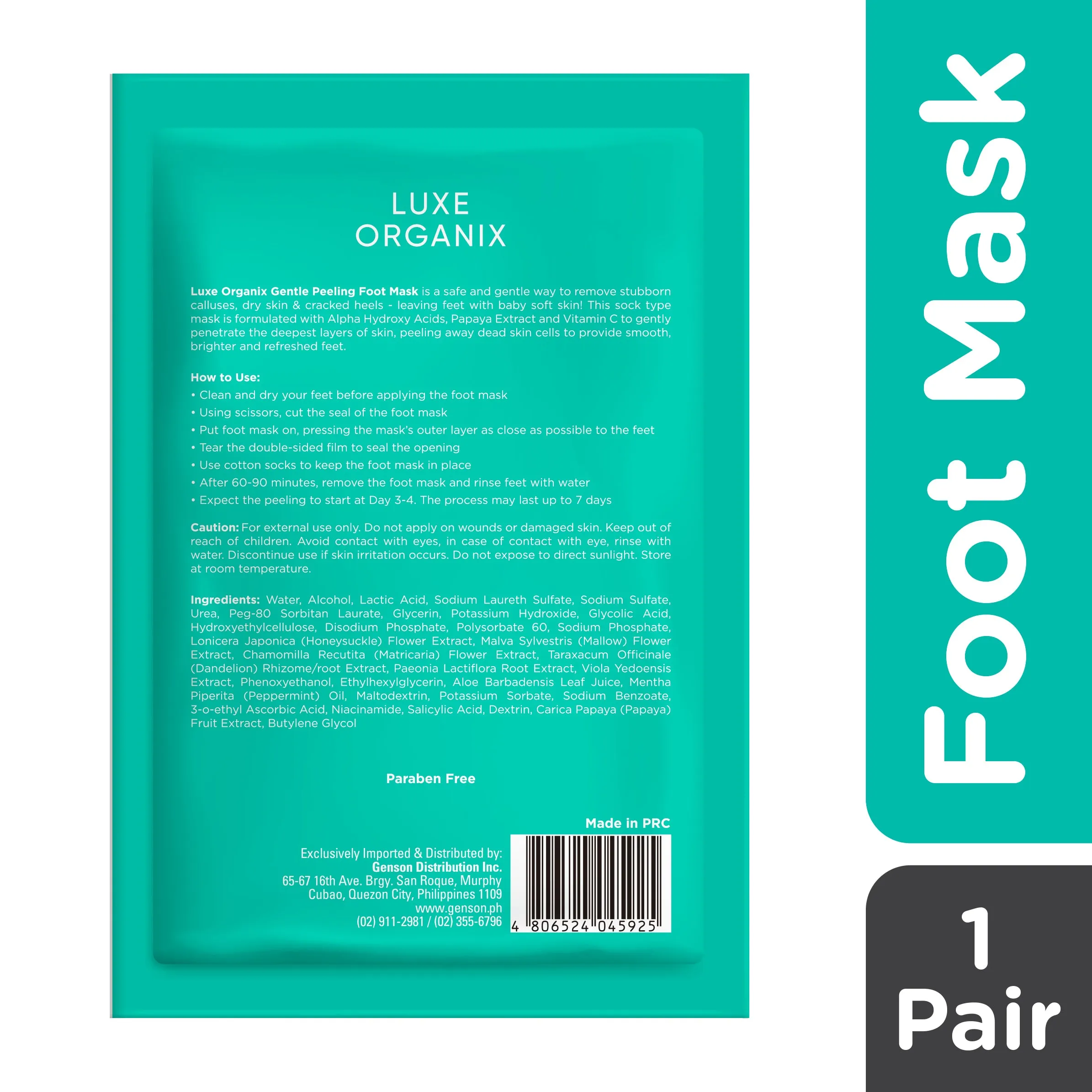 Luxe Organix Gentle Peeling Foot Mask (1 Pair)