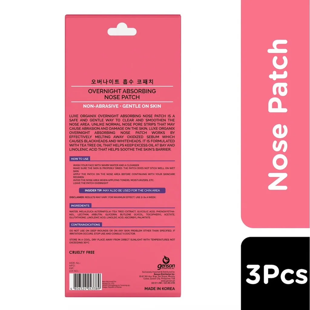 Luxe Organix Hydrocolloid Overnight Nose Patch 3s