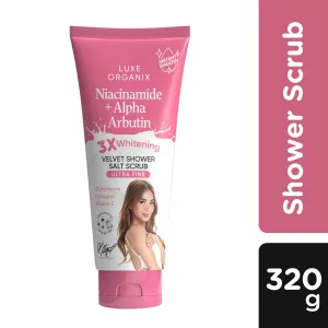 Luxe Organix Niacinamide   Alpha Arbutin 3x Whitening Velvet Shower Salt Scrub 320g