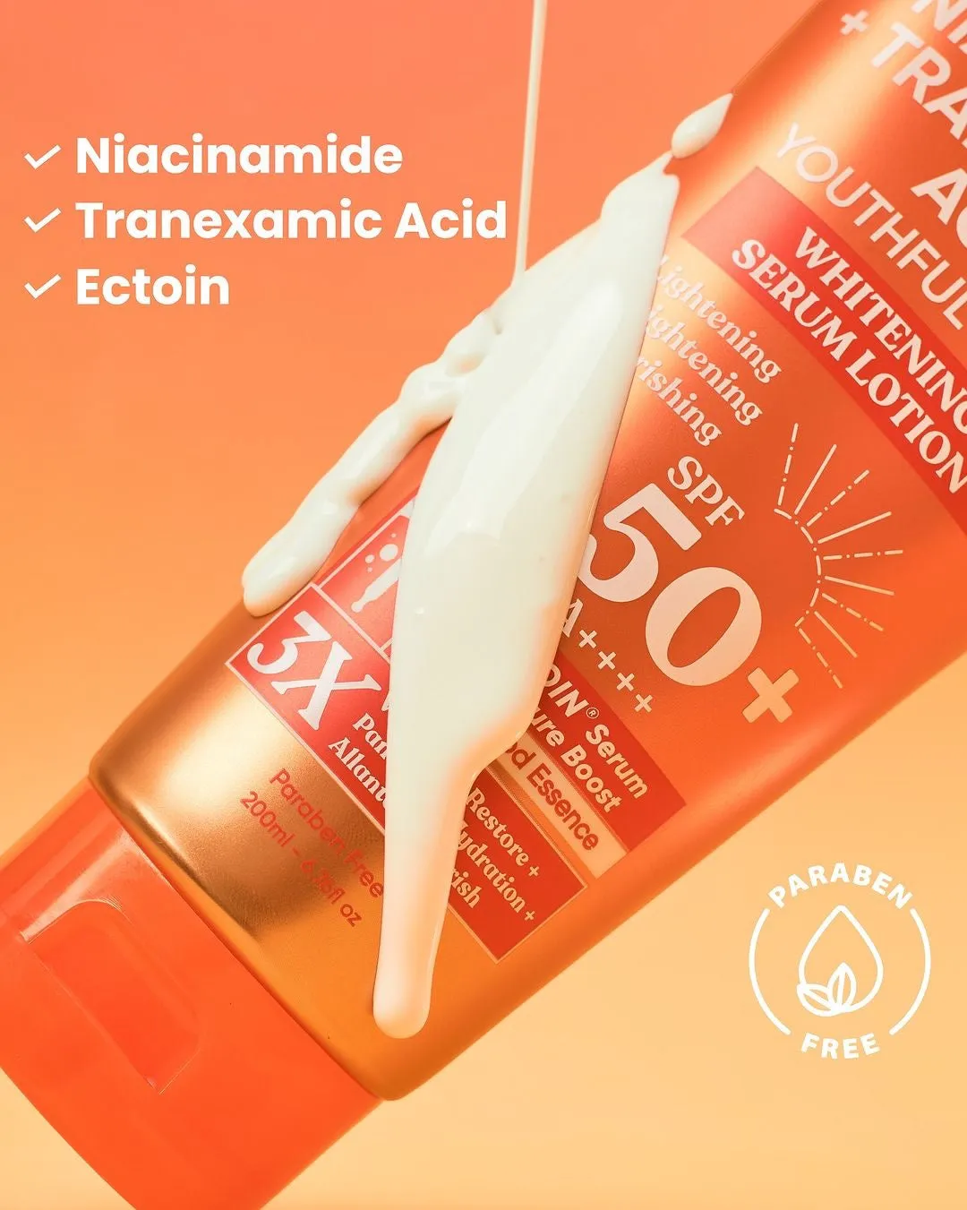 Luxe Organix Niacinamide   Tranexamic Acid Youthful Glow Whitening Serum Lotion SPF50 PA     200ml