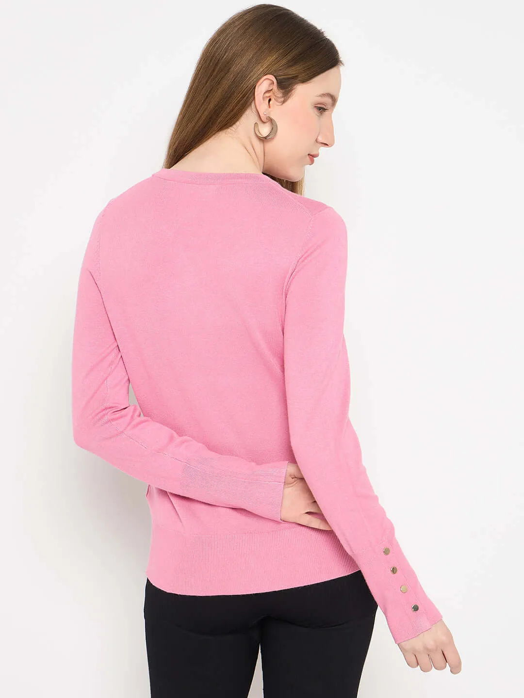 Madame Buttoned Cuffs Mauve Sweater