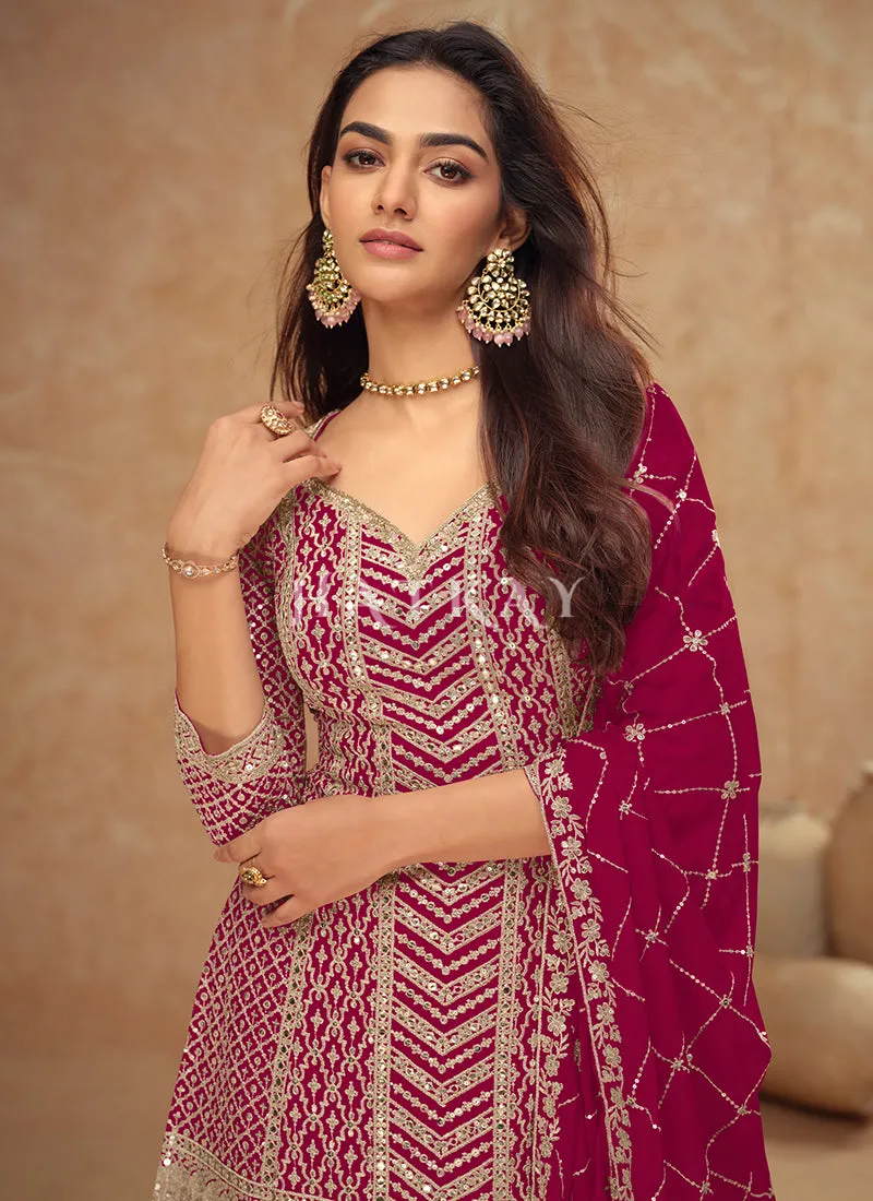 Magenta Pakistani Sharara Suit