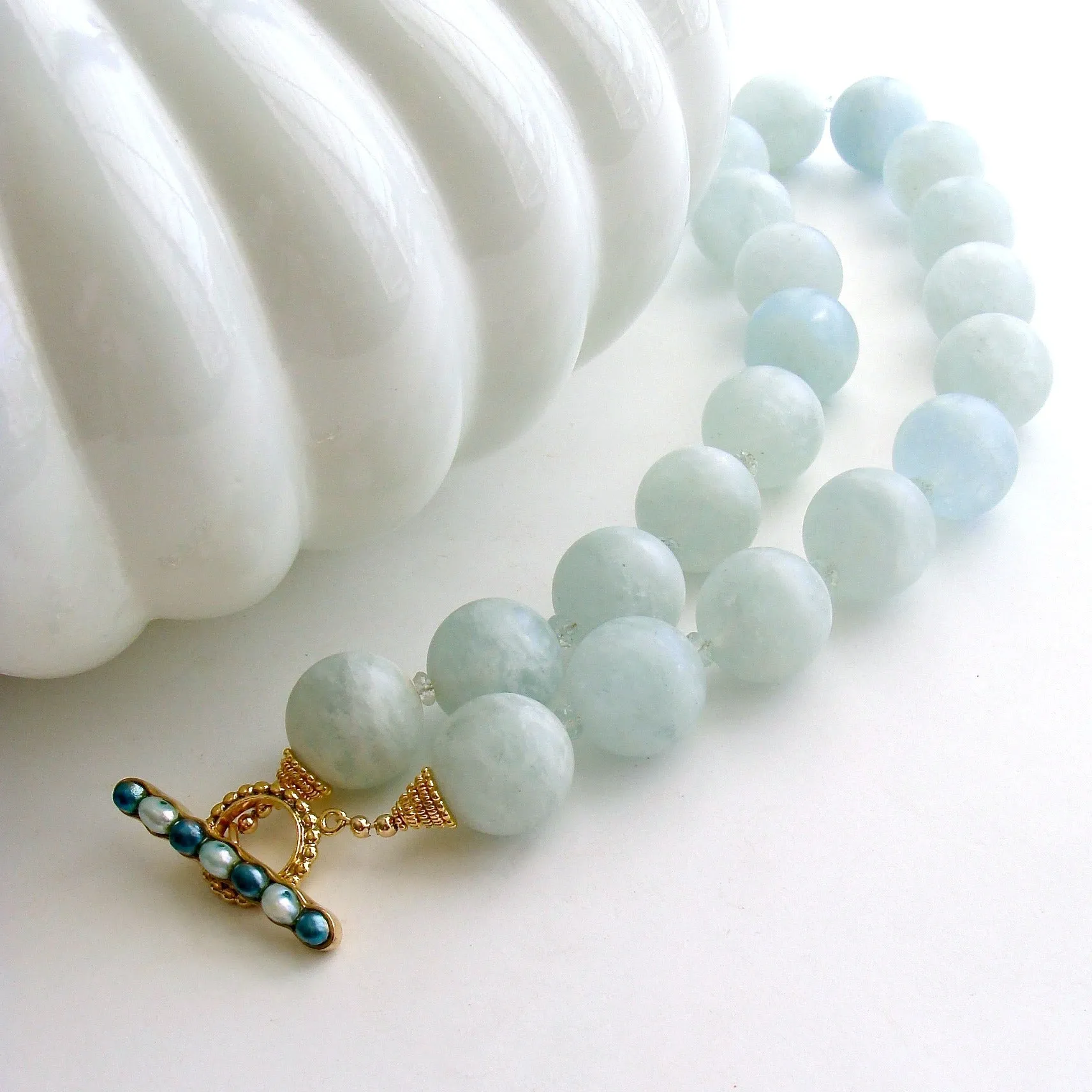Matte Aquamarine Choker Necklace - Les Tresors de la Mer Necklace