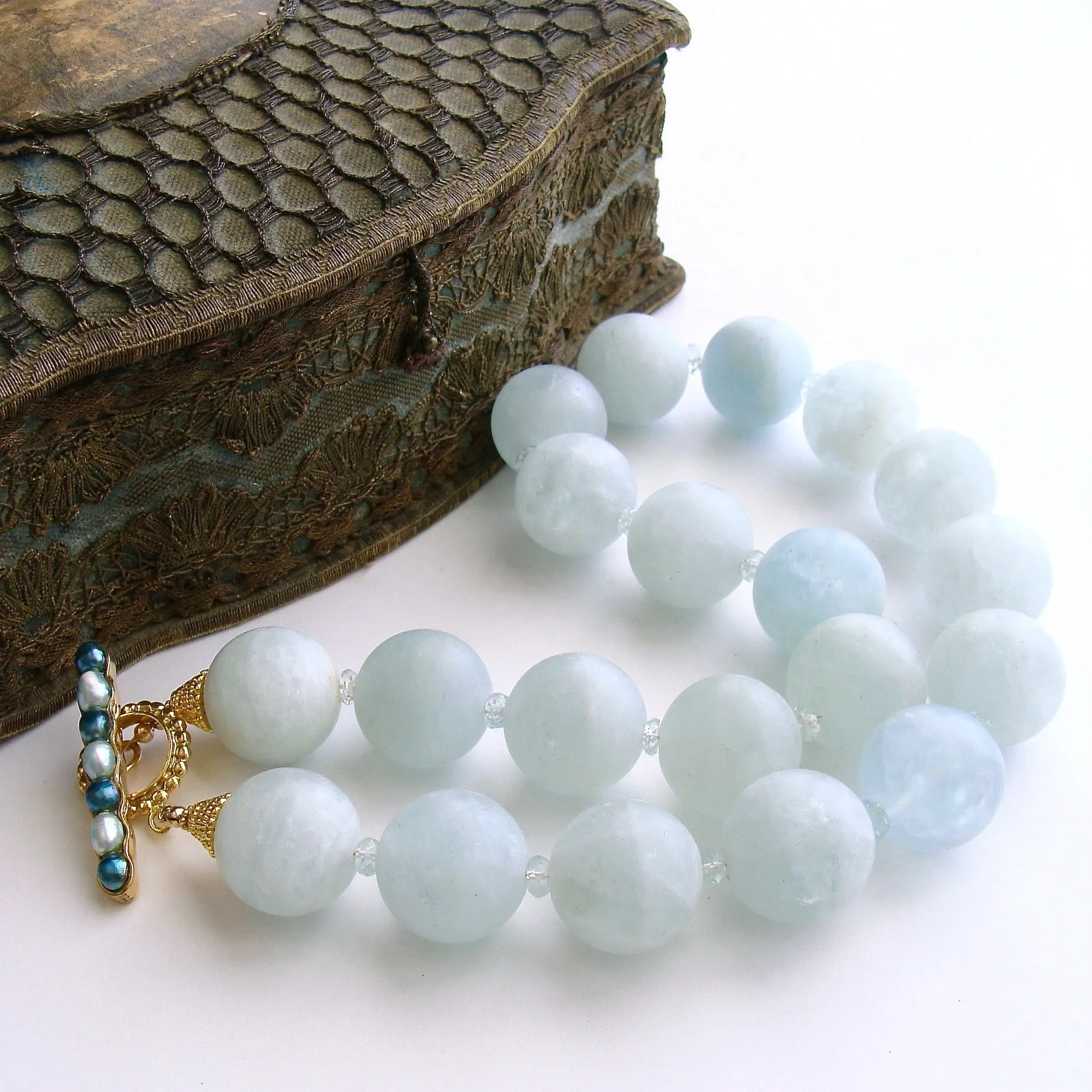 Matte Aquamarine Choker Necklace - Les Tresors de la Mer Necklace