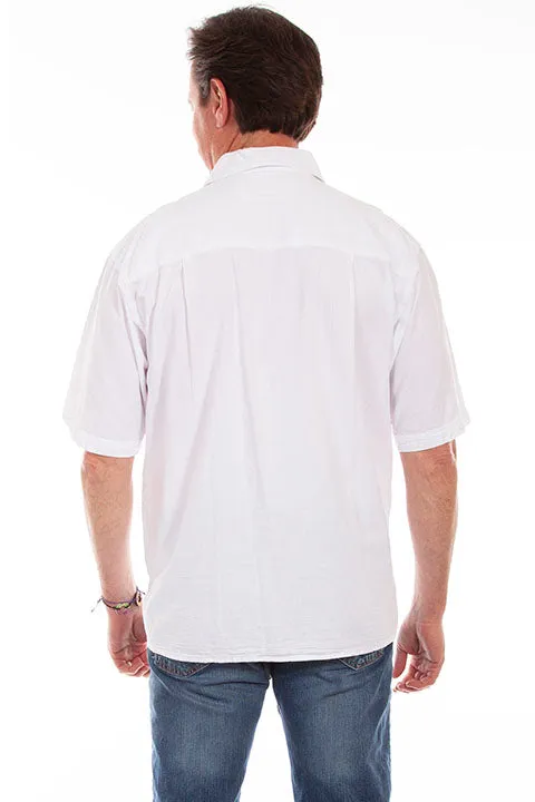 Men's Farthest Point Collection Shirt: Short Sleeve Calypso White Grey