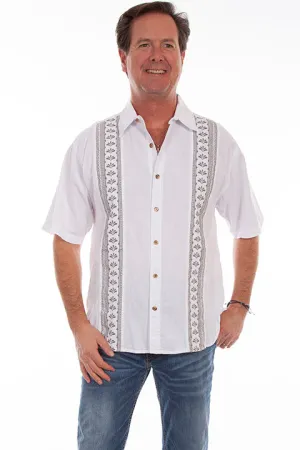Men's Farthest Point Collection Shirt: Short Sleeve Calypso White Grey