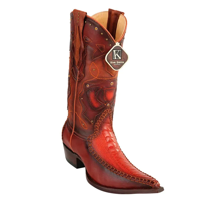 Men's King Exotic Boots Genuine Ostrich Leg 3x Toe Boot - Cognac (495v20503)