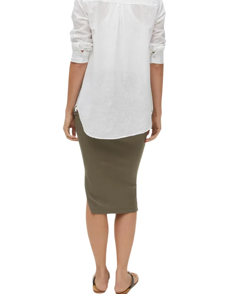 Michael Stars Rae Ribbed Skirt with Slit in Dolma